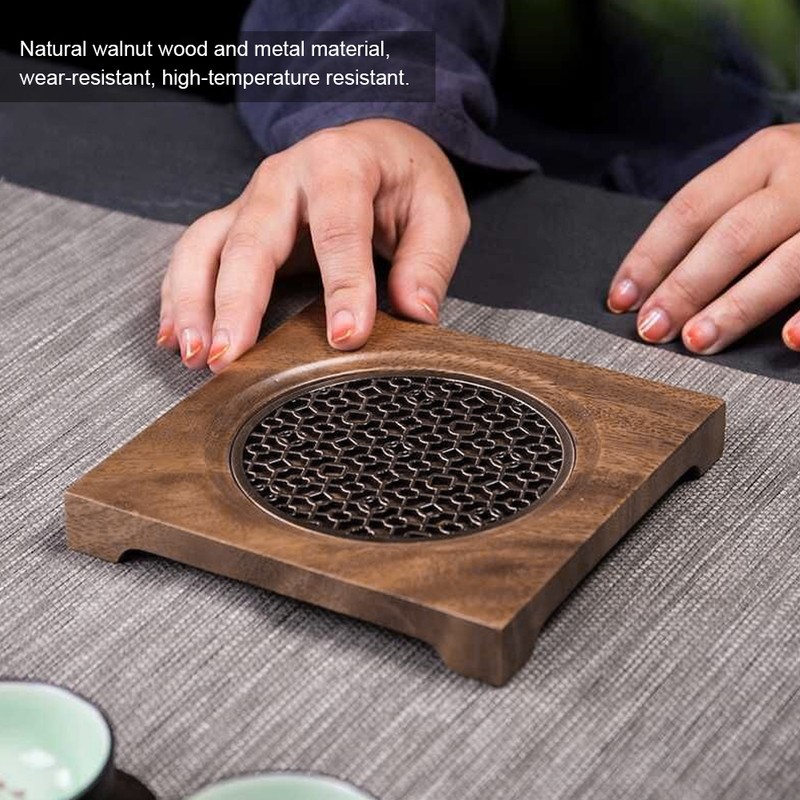 Household Innovative Walnut Square Teapot Mat Heat Insulation Coaster Tea