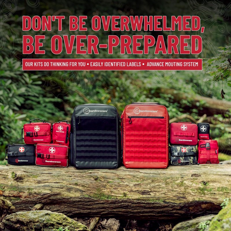 Surviveware Waterproof First Aid Kit - Survival Emergency Preparedness for