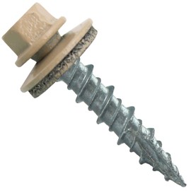 Metal Roofing Screws: (1000) 10 x 1" Tan Hex Head Sheet Metal Roof Screw. Self Starting Metal to Wood siding Screws. EPDM Washer. Colored Head