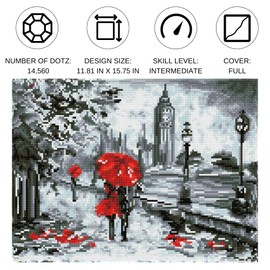 DIAMOND DOTZ Splash of Red Diamond Painting Kits for Adults - Diamond Art Kits a Relaxing Creative Craft Kit with Dotz Gems 11.8x15.8