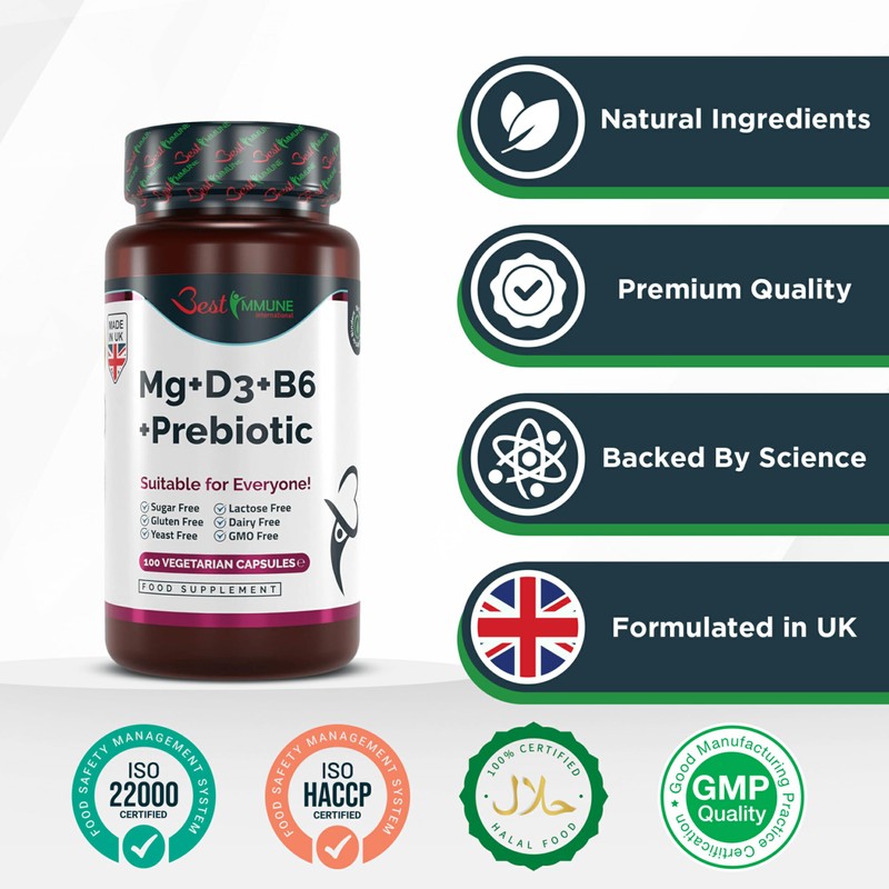 Immune Boost Magnesium Lactate Vitamins B6 & D3 and Inulin