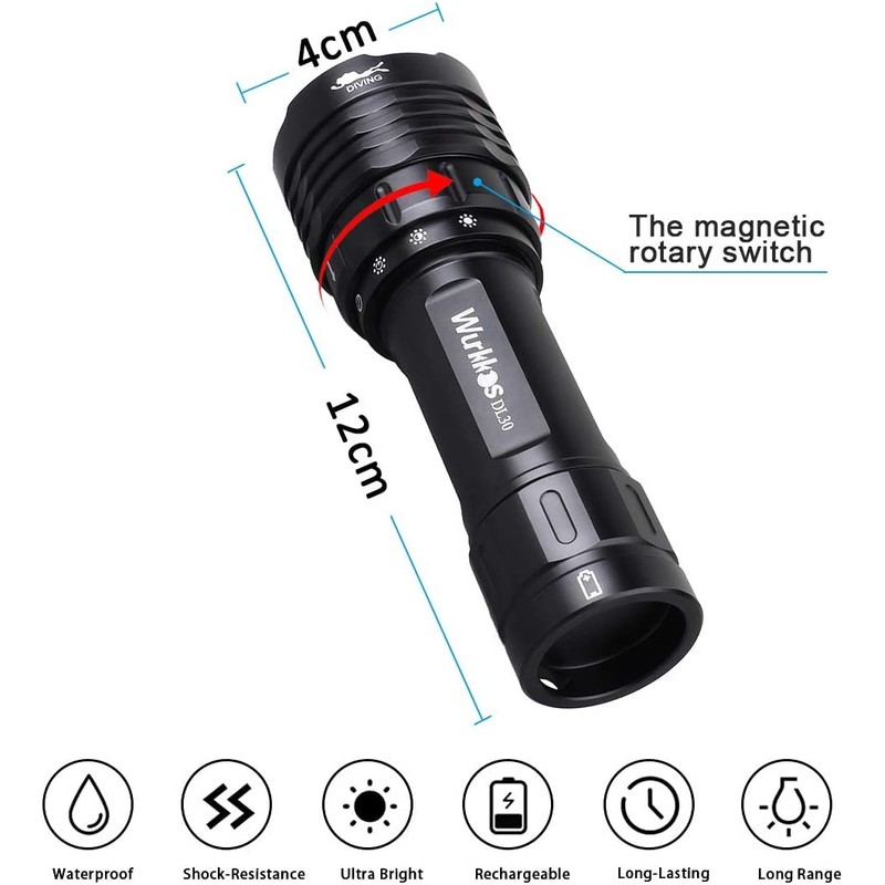 Wurkkos DL30 Dive Flashlight Bright 3600 Lumen Scuba Dive Light,