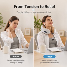 Rechargeable U-Shaped Neck Massager with Heat – 3D Kneading, Vibration & Memory Foam Support for Neck and Shoulder Relaxation