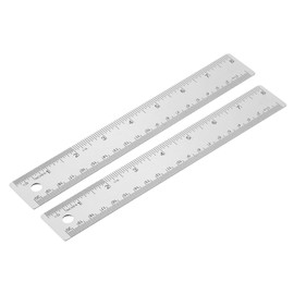 PATIKIL 12 Inch Stainless Steel Ruler Straight Edge Ruler, 2 Pcs Cork Backing Non-Slip Metal Ruler with Inches Centimeter Metric Measuring Tools for Office