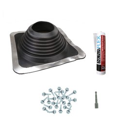 Fasteners Plus ST Fastening #8 Roofjack Square EPDM Pipe Flashing Kit (Pipe OD 6-3/4" to 13-1/2"), Black