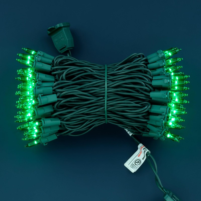 YULETIME 100 Count Green Christmas Lights, 33 Feet Green Wire