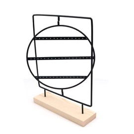 Shiwaki Item Display Item display stand with Wooden Tray for Small household items, wedding accessories display-60 Holes Rotating inner circle(Black)