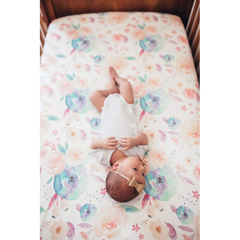 Copper Pearl Premium Fitted Knit Crib Sheet/Toddler Sheet"Bloom"