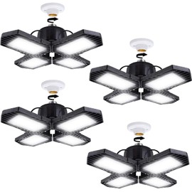 GMximo LED Garage Lights,100W Deformable Led Garage Lighting 10000LM E26 Daylight 6000K LED Garage Ceiling Lighting Super Bright Adjustable Garage Lights for Garage,Warehouse (100W-4Pack)