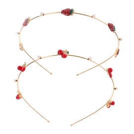 Healeved 2Pcs Cherry Strawberry Hair Accessories Headbands for Women Cute and Durable Fruit Hair for Parties Photoshoots and Everyday Style