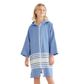 Kids Bathrobe and Boys & Girls Swim Cover Up - Hooded Kids Beach Towels - Zip Up Towel Poncho - Turkish Cotton - Soft, Quick Dry & Lightweight Swim Robe for Beach, Pool & Bath - Medium (5-8 years)