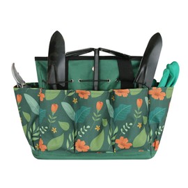 GeerDuo Garden Tool Bag, Portable Garden Tote Bag with Handle, Oxford Garden Tool Organizer Bag, Ideal Gardening Gifts for Wife and Parents, Tools Not Included(Green)
