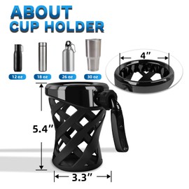 PIKPOP Universal Motorcycle Cup Holder for Harley Davidson Touring Road King, Dyna, Road Glide Limited, Fat Boy, Street Glide, Sportster XL883 1200, Electra Glide, Honda Goldwing GL1800 (5.3-inch)