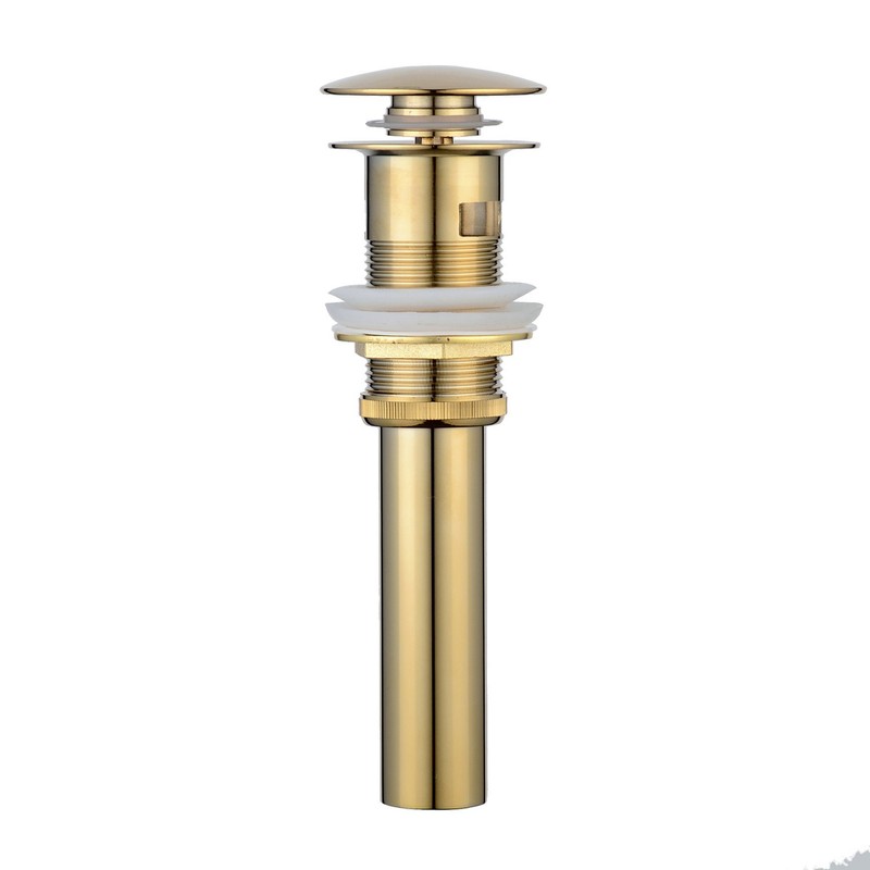Beelee Pop Up Drain Stopper with Overflow, Gold Sink Drains