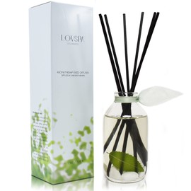 LOVSPA Reed Diffuser Set, Zen White Tea & Ginger Scented Oil Diffuser with Sticks, Home Fragrance Accessories for Bathroom Shelf Decor, Aroma Diffusers for Home or Office Desk, USA Made