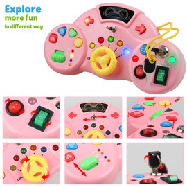 Toddler Montessori Busy Board with Led Light - Educational Toys Learning Activities - Toddler Travel Toys Age 1 2 3 4 Year Old Kids Boys Girls Birthday Gifts - Baby Sensory Toys 12 18 Month