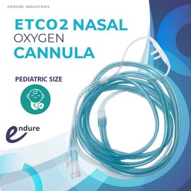 Endure Pediatric ETCO2 Nasal Sampling Cannula, Bifurcated Prong, 7Ft CO2 Cannulas, Standard Connector, Male Connector (5)