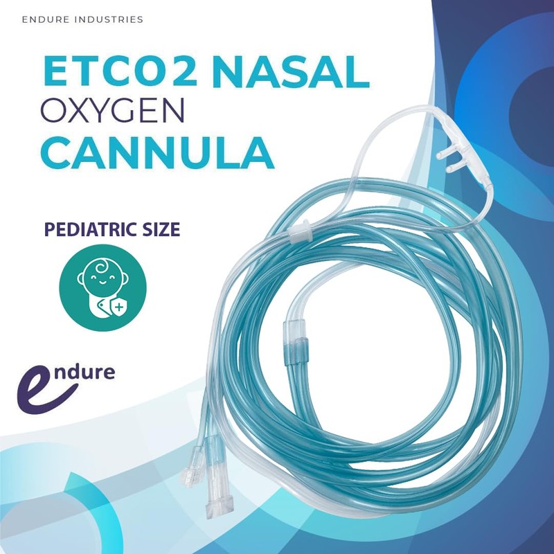 Endure Pediatric ETCO2 Nasal Sampling Cannula, Bifurcated Prong, 7Ft CO2