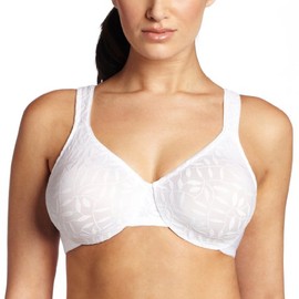 Olga Women's Sheer Leaves Minimizer Bra, White, 38C
