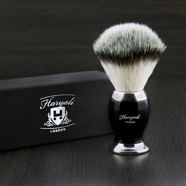 Mens Black Badger Hair Shaving Brush with Metal Base