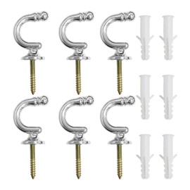 6 Pieces Silver Curtain Hooks, Fixing Straps and Tie Backs for Rooms