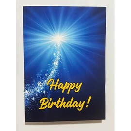 Greeting Cards Tomorrow Birthday Card, Blue with Sun Starburst Design, Gold Text, Contemporary Style, Blank Inside with Verse, 7x5 Inches