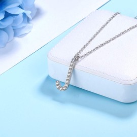 Sparking CZ Pave Name Necklace for Women Girls Custom Necklace Gift for Her 925 Sterling Silver Crystal Letter Necklace Initial Jewelry Gift for Wife Girlsfriend Birthday Anniversary FP0156J