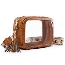 Unilily Clear Bag for Stadium Events, Clear Purse Stadium Approved Crossbody Bag for Concerts Sports Festivals Events Women, Brown-b, Classic