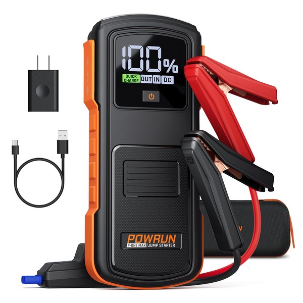 Powrun P-ONE MAX Jump Starter, 4000A Portable Jump Box, Car Jump Starter Battery Pack for All Gas or Diesel Engines up to 10.0L, 12V Car Battery Jump Starter with a Carrying Case