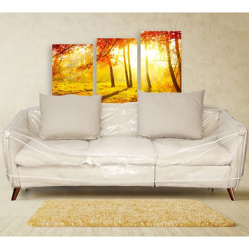 JOMMIE CHEN Plastic Couch Cover Clear Thicker Plastic Sofa Cover