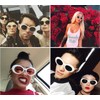 JUSLINK White Retro Oval Sunglasses for Women Mod Thick Frame