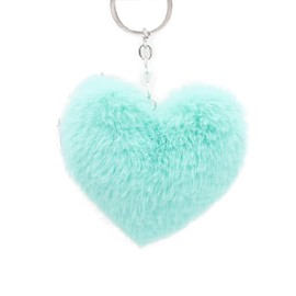Uposao Heart-shaped plush key ring, soft hair ball, fluffy pompoms, soft plush key ring, pendant accessory for girls and women