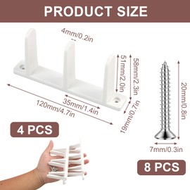 MILAKE Sliding Closet Door Floor Guide, Universal Fit for 1-3/8 Inch Thick Doors, White Sliding Door Bottom Track Bracket Set with Screws (4 Pack), Smooth Glide Hardware for Closet Cabinet Barn Doors