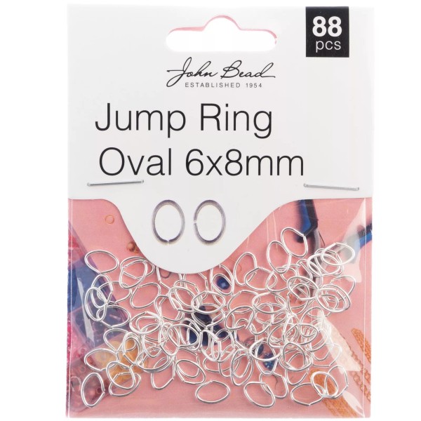 John Bead Jump Ring Oval 8x6mm 88/Pkg-Silver