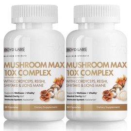 Boyd Labs Mushroom Max 10X Complex Supplement, 60 Capsules, with Cordyceps, Reishi, Shiitake & Lion's Mane (2)