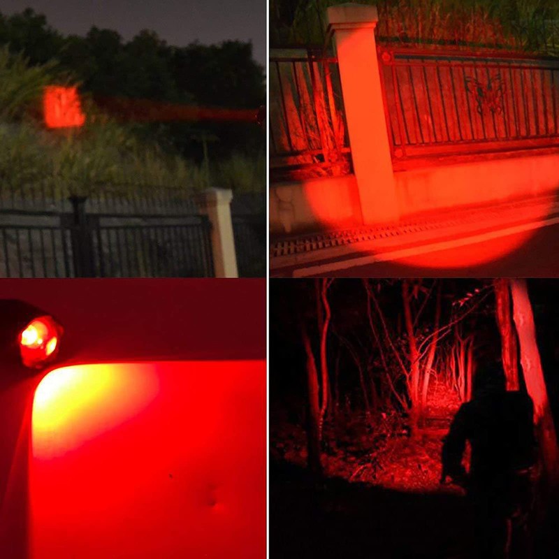 GRABOYY Red LED Flashlight One Mode 350 Yard Red Light