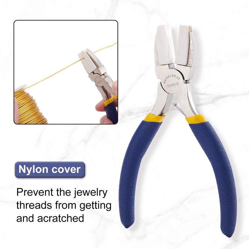 BENECREAT Double Nylon Jaw Pliers Flat Nose Pliers Jewelry Making
