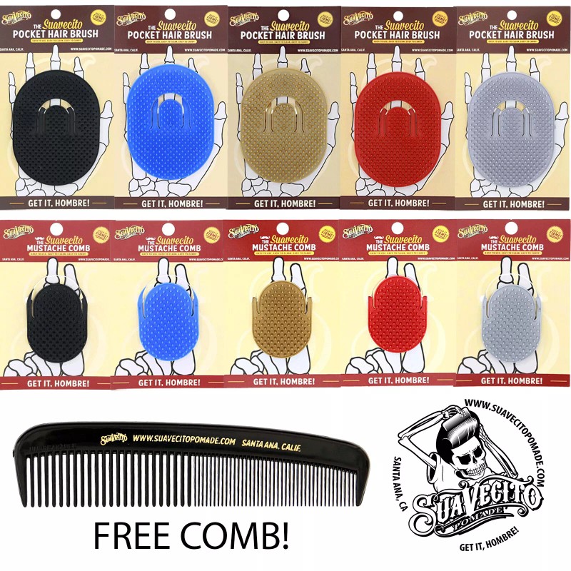 Suavecito Palm Brush - Mustache Finger Comb (Red, Blue, Gold,