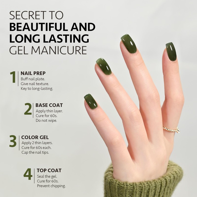 GAOY Jelly Gel Nail Polish, 16ml Sheer Green Translucent Soak