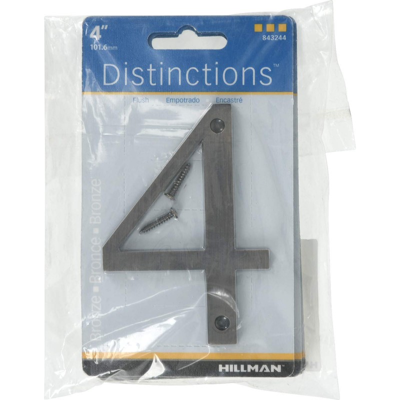 Distinctions 843244 House Number 4, Bronze Zinc Flush Mount Address
