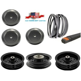 H&H Parts Complete 54" Deck Pulley Belt Kit For Husqvarna LGTH2454 LGTH24V54 LGTH26V54 54"