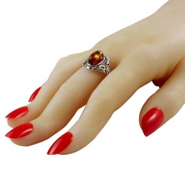 Sterling Silver and Baltic Honey Amber Ring Georgine Size: 9