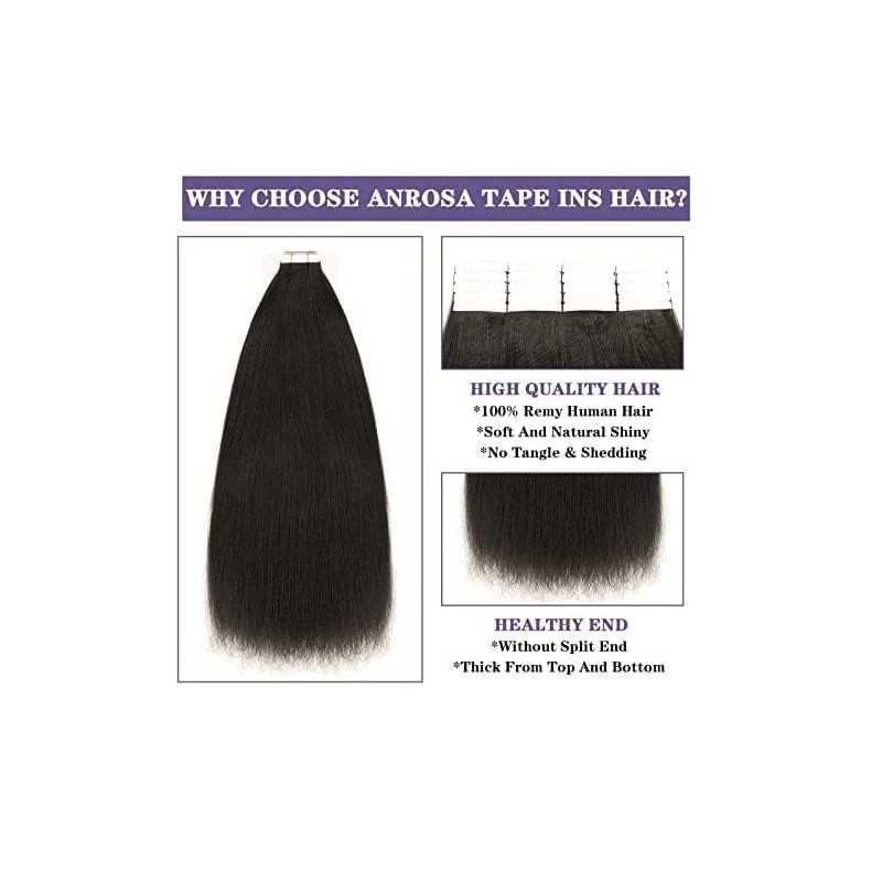 Anrosa Yaki Straight Tape in Hair Extensions Real Remy Human