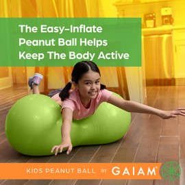Gaiam Kids Active Seat Peanut Shaped Bounce Desk Chair -Exercise Yoga Balance Sitting Ball - Sensory Toys- Flexible Seating, Wiggle Seat for Boys and Girls - Lime