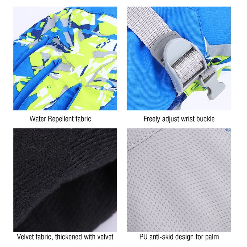 Winter Outdoor Ski Waterproof Wind Ventilation Thickened Warm Gloves(Blue XL)