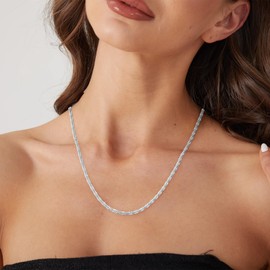 Silver Chain Necklace for Women, 3mm Box Chains for Women, 20 inch, Trendy Jewelry Gifts for Mom Friends