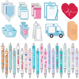 Ctosree 40 Pcs Mini Funny Nurse Sticky Notes Nurse Ballpoint Pens Nursing Student Essentials School Nurse Gifts Sticky Note Pads Funny Ballpoint Pens for Medical Students Hospital School Supplies