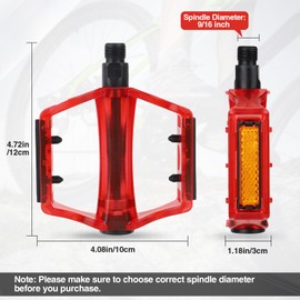 Bike Pedals Mountain Bike Pedals 9/16" Bicycle Pedals with Anti-Skid Nail Lightweight Pedals for Mountain Bike, Road Bike Cruiser Bike