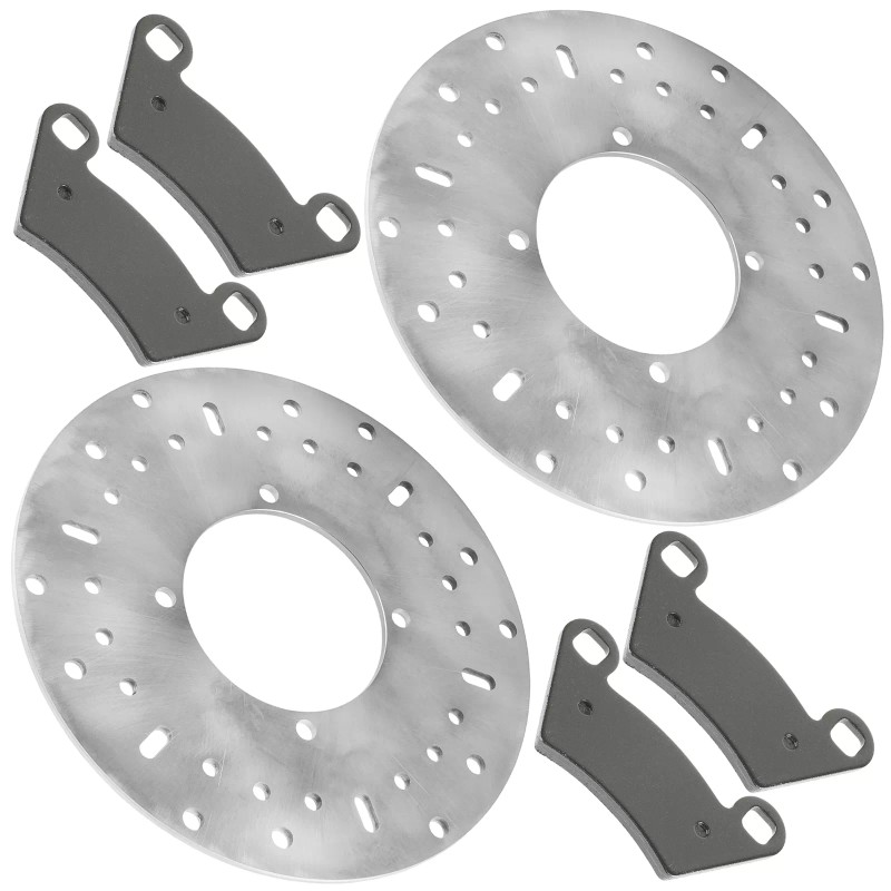 Caltric 2 Front Brake Disc Rotor And Pads for Polaris