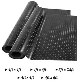 THABATAD 4 x 6 FT Garage Floor Mat, Diamond Plate Sheet PVC Roll for Under Car Parking Protect, RV Trailer Flooring, Heavy Duty Parking Mat for Garage, Shed, and More, Black